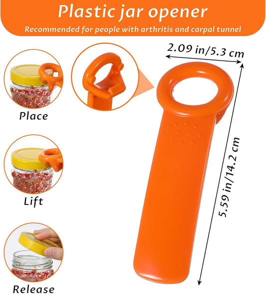 Jar Key, 2Pcs Jar Key Lid Opener for Seniors, Women, Men, Opening Jars Lid (Orange & White)