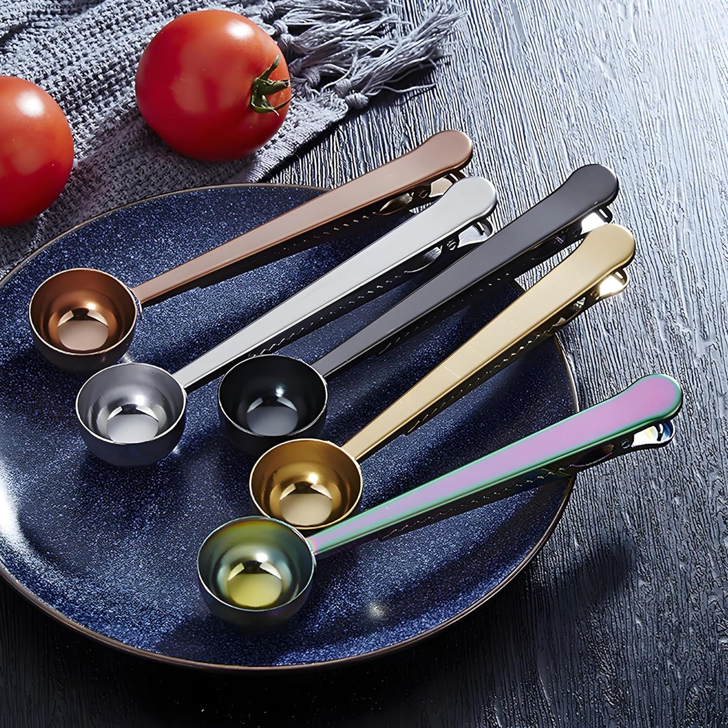 Coffee Scoop Spoon with Bag Clip, Silver, 2 Pcs, 1 Tbsp, 15ML | Stainless Steel, Long Handle, For Ground Coffee and Beans, For Loose Tea and Powder