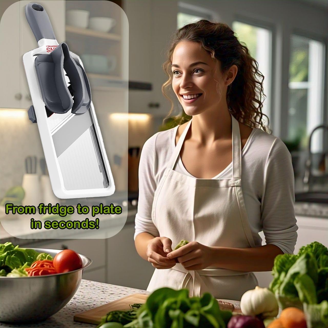 Mandoline Slicer for Kitchen – Adjustable Stainless Steel Blades, with Comfort Grip – Vegetable Slicer for Small to Medium sized Cucumber, Onion, Potato- Maroon