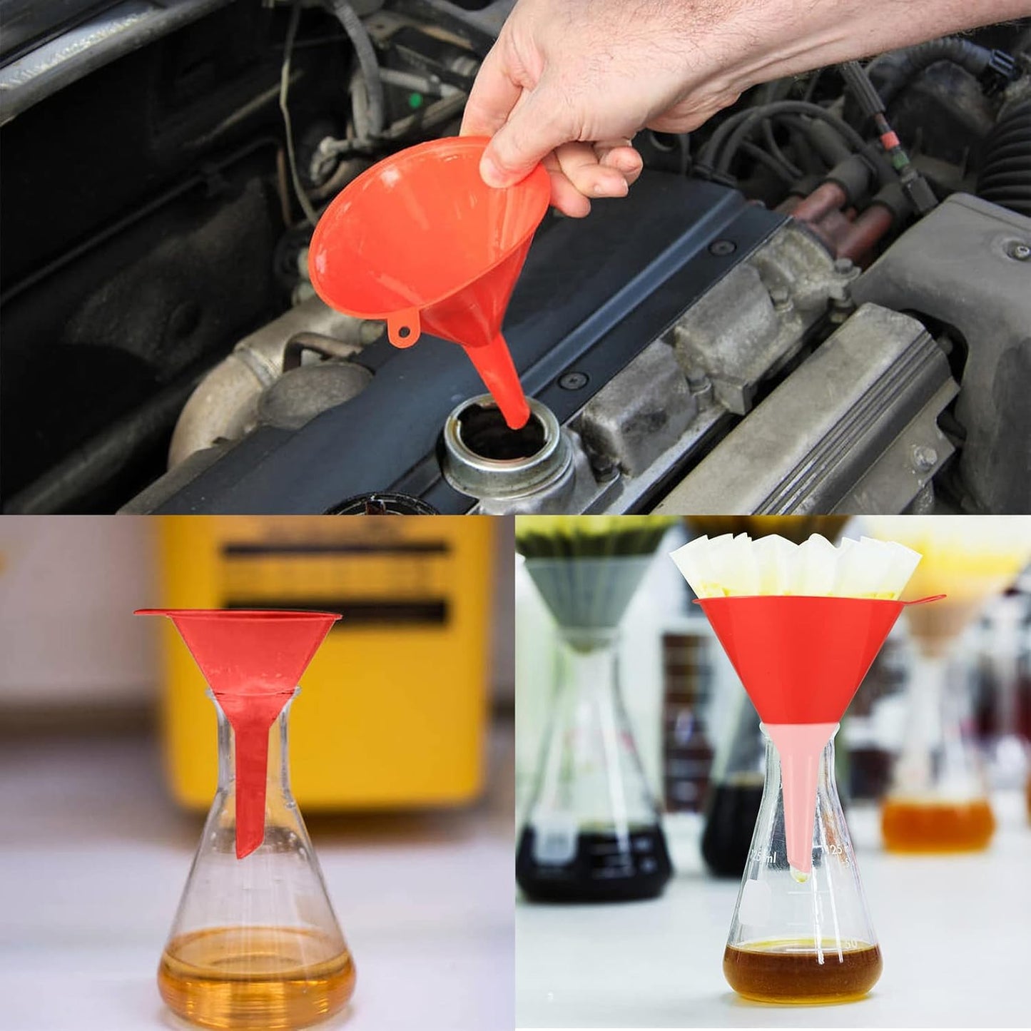 8 Pcs Plastic Funnel Set Wide Mouth Multipurpose Oil Filling Tool | Kitchen Laboratory Garage Car Liquids Oil Dry Goods Bottles Container