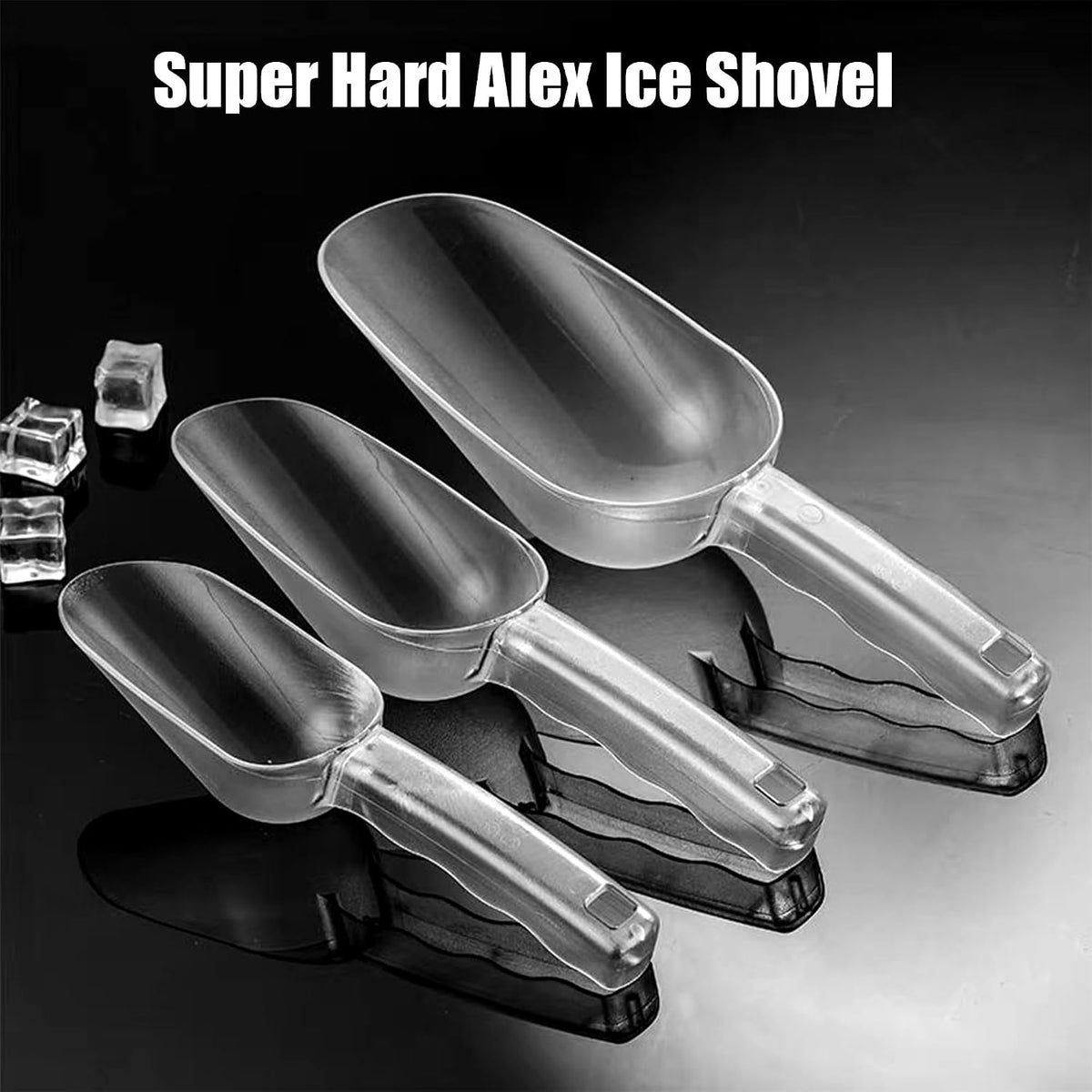 3PCS Clear Plastic Ice Scoop, 12 ounces Alec Ice Scoop, Kitchen Scoop for Ice Bucket Ice, Popcorn, Coffee Beans, Flour (12 oz.)