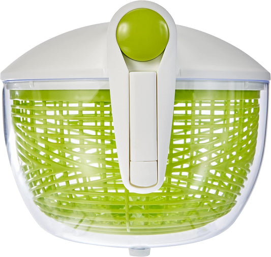 Small Salad Spinner for Fruit and Vegetables - 1.7-Quart Spinner for Washing and Drying, Compact Design with Brake Button for Quick Stop, Super-Fast Operation, Dishwasher Safe, Made in Spain