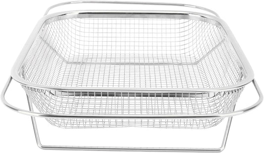 Expandable Stainless Steel Colander, Over The Sink Colander with Fine Mesh Basket Kitchen Strainer for Strain Drain Rinse Vegetables Fruits Dishes (Silver)