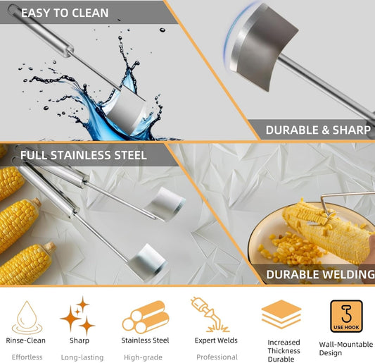 Corn Peeler for Corn on the Cob, stainless steel corn stripping tool, Efficient Design Perfect for Dining Enthusiasts, 2-Pack
