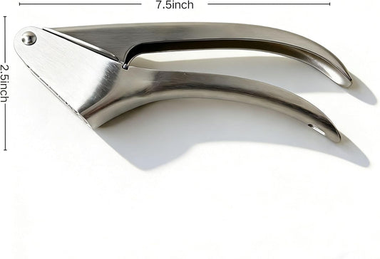 Stainless Steel Garlic Press, Garlic Ginger Crushing Tool, Silver | Ergonomic Handle, Easy to Squeeze Garlic Mincer,No Need to Peel Garlic Press