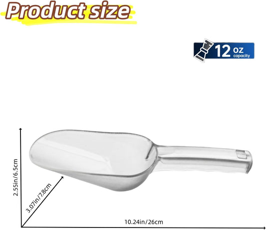 Plastic ice scoop for freezer,ice maker scoop,ice scoopers for ice bucket,Polycarbonate Utility Ice Scoop,12 Oz,Clear,Ergonomic Handle, Applicable to:Ice Maker,Ice Cream,Pets Food,Coffee Beans(1 pcs)M