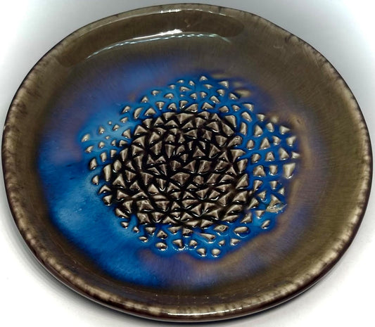 Premium Ceramic Garlic Grater Plate Set - Brown Milkyway Glazed | Includes 5.25" Plate, Peeler, Brush, and Stand - For Strawberries, Ginger, Chocolate, Cheese, and more - Make your own puree!