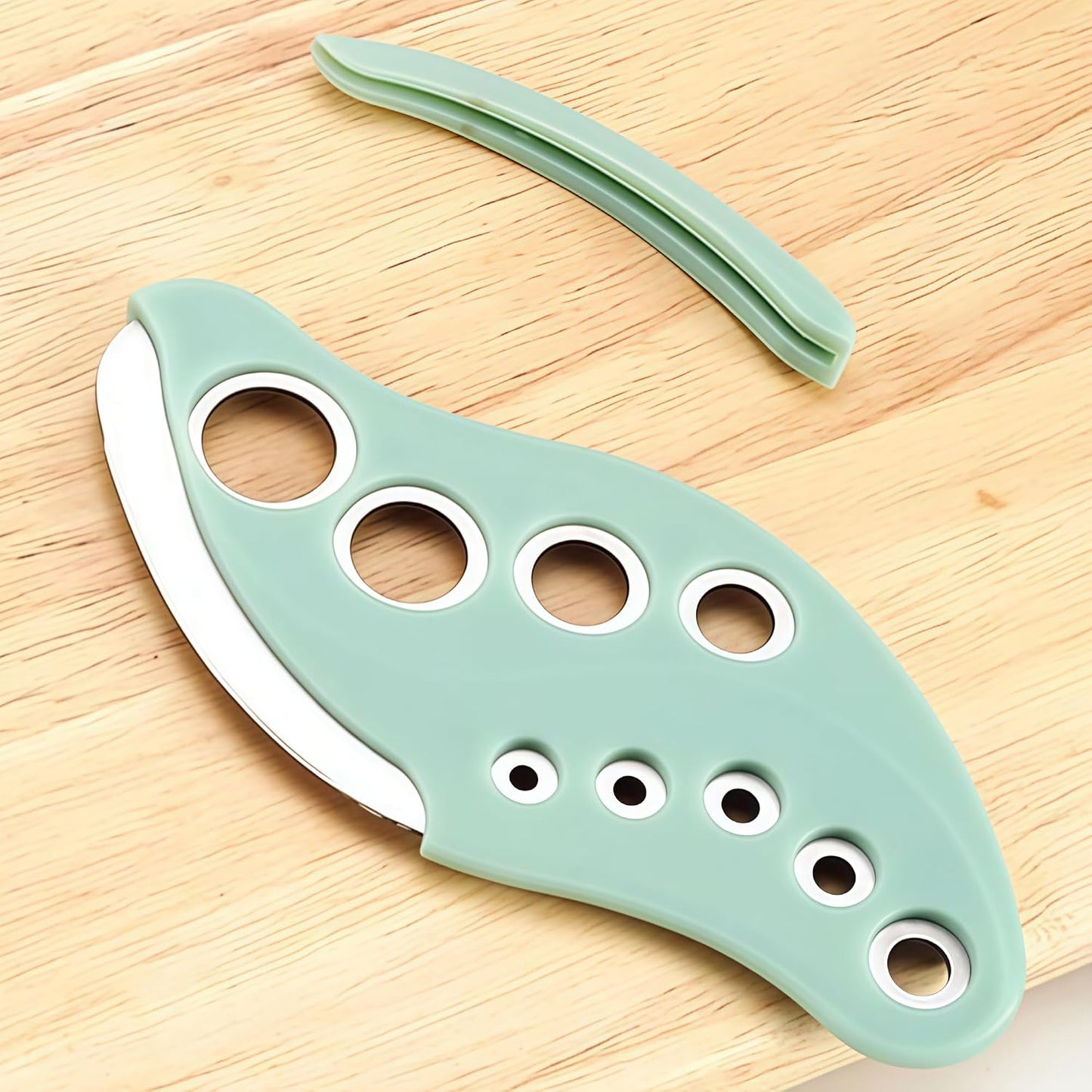 Herb Stripper Tool 9 Holes Stainless Steel Leaf Stripping Tool with Cutter, Metal Herb Peeler for Kale, Thyme, Basil, Rosemary, Durable Kitchen Gadget, Dishwasher Safe