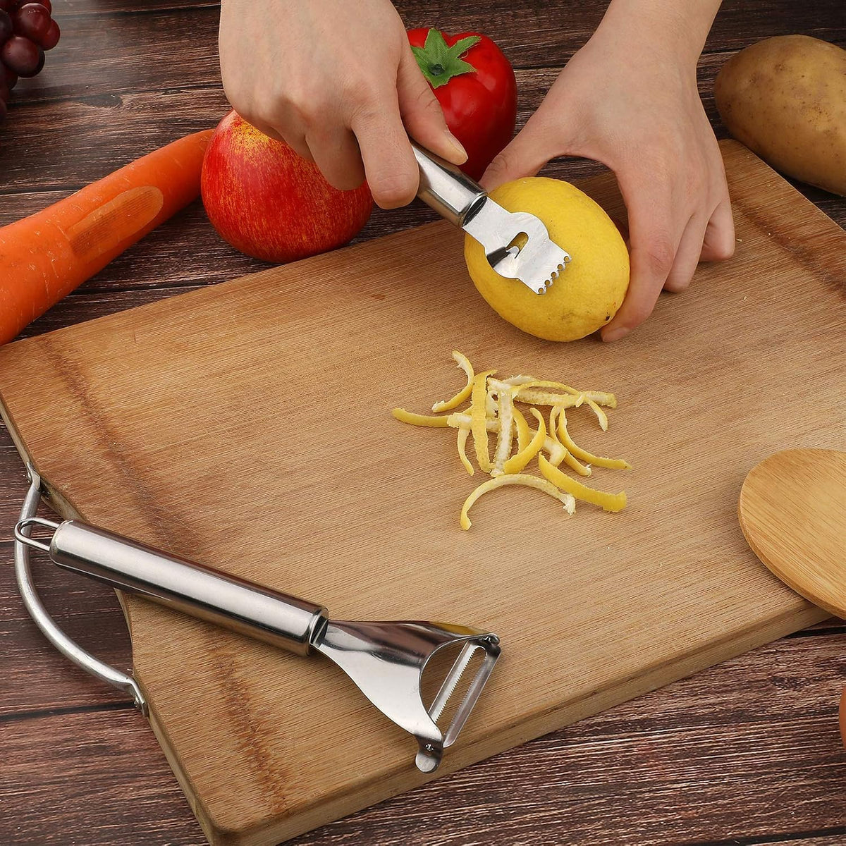 2 Pcs Lemon Orange Peeler Stainless Steel Citrus Zester Tool
