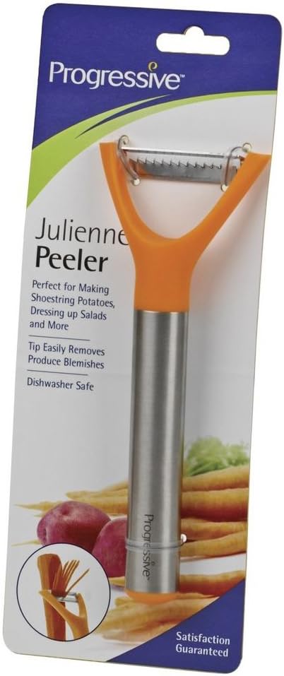 Orange and Stainless Steel Julienne Peeler