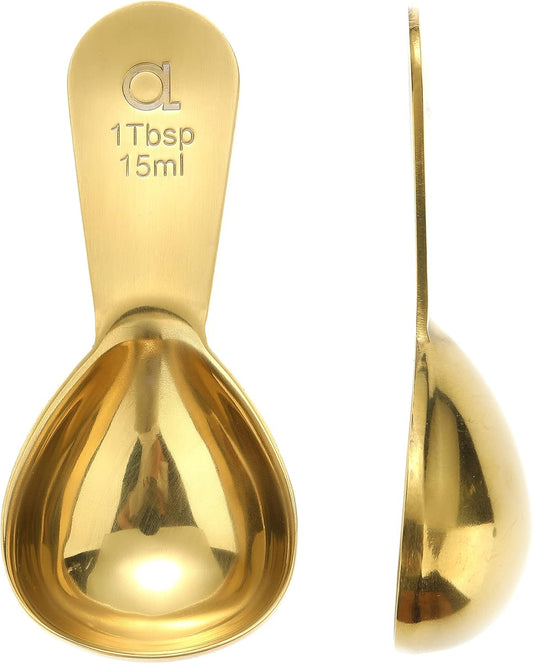 Coffee Scoop (Set of 2) - 1 Tablespoon (Tbsp) - The Best Stainless Steel Measuring Spoons for Coffee, Tea, and More (Gold)