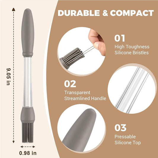 4 Pack Silicone Basting Pastry Brushes with 2 Wood Handle Culinary Oil Brushes, Heat Resistant Brush Set, Perfect for BBQ Sauce Barbecue Butter Grill Baking Kitchen Cooking, BPA Free & Dishwasher Safe