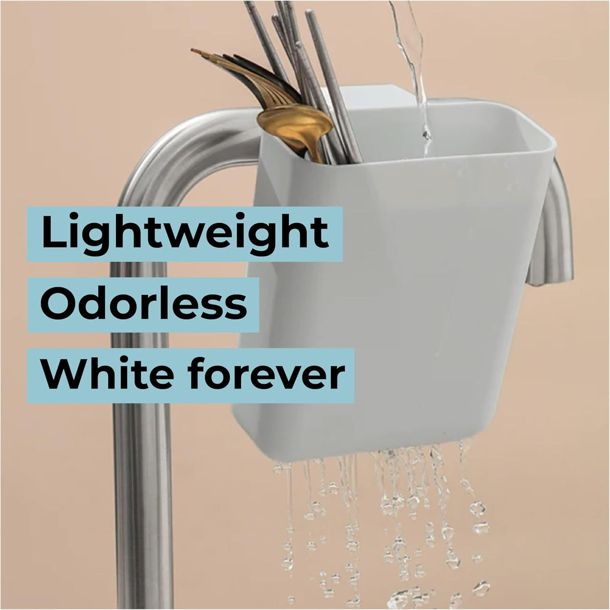 Drainer Drain Basket Utensil Holder and Hangable Sink Storage Container (White)