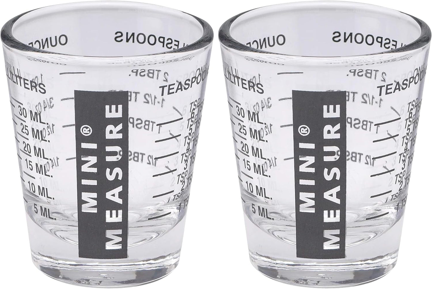 Mini Measure Heavy Glass, 20-Incremental Measurements Multi-Purpose Liquid and Dry Measuring Shot Glass, White