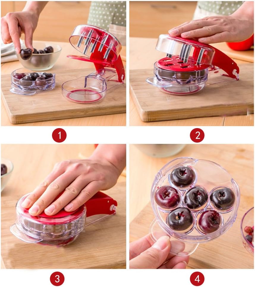 Cherry Pitter, Cherrystone Remover Mess Free 6 Capacity At Once Dishwasher Safe-6 Cherries,cherry picker