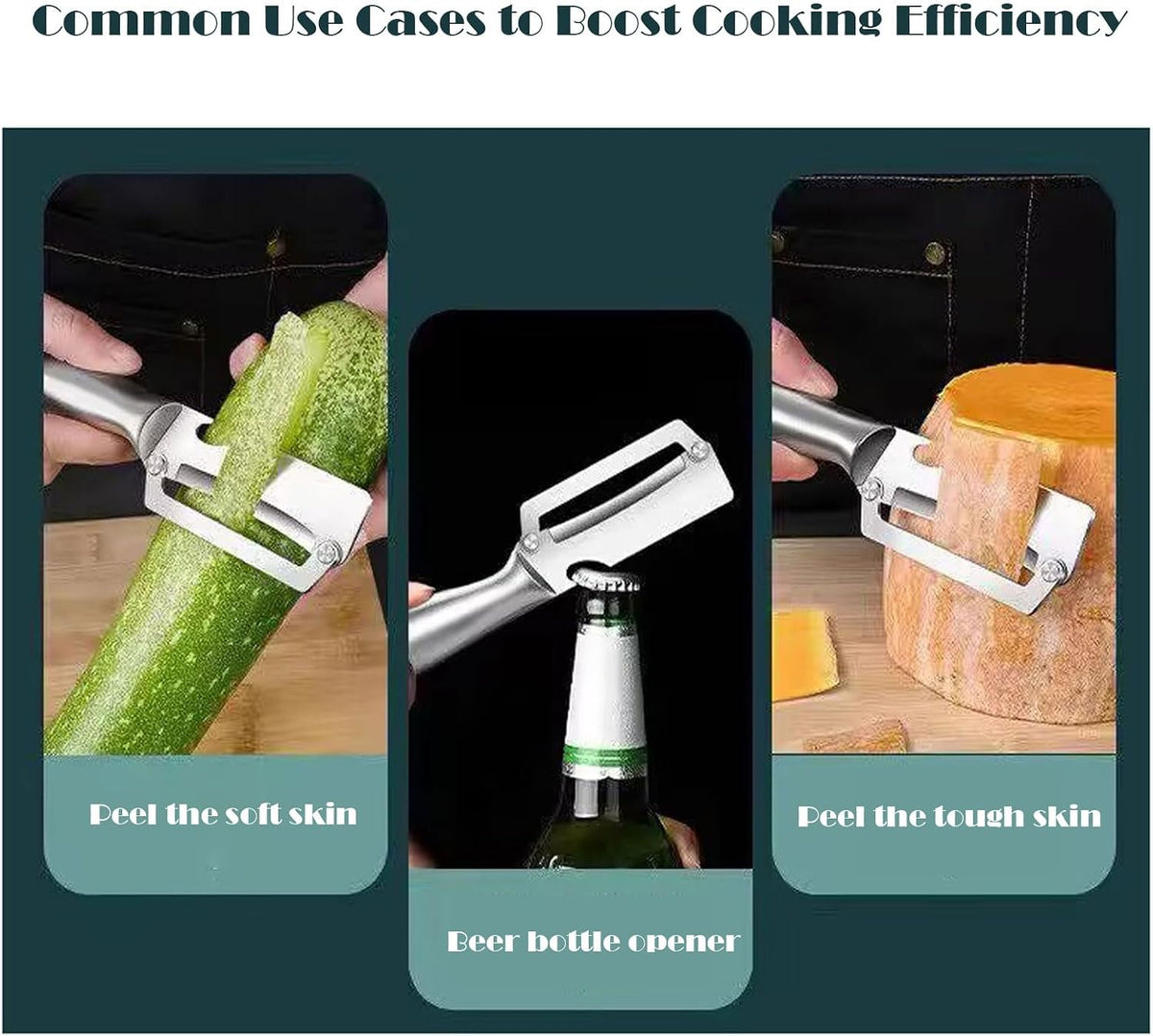 Multifunctional Vegetable Peeler,Zero Flex Peeler with Wooden Handle and Bottle Opener,Stainless Steel Kitchen Tool Suitable for All Kinds Of Vegetables and Fruits(2 PCS)