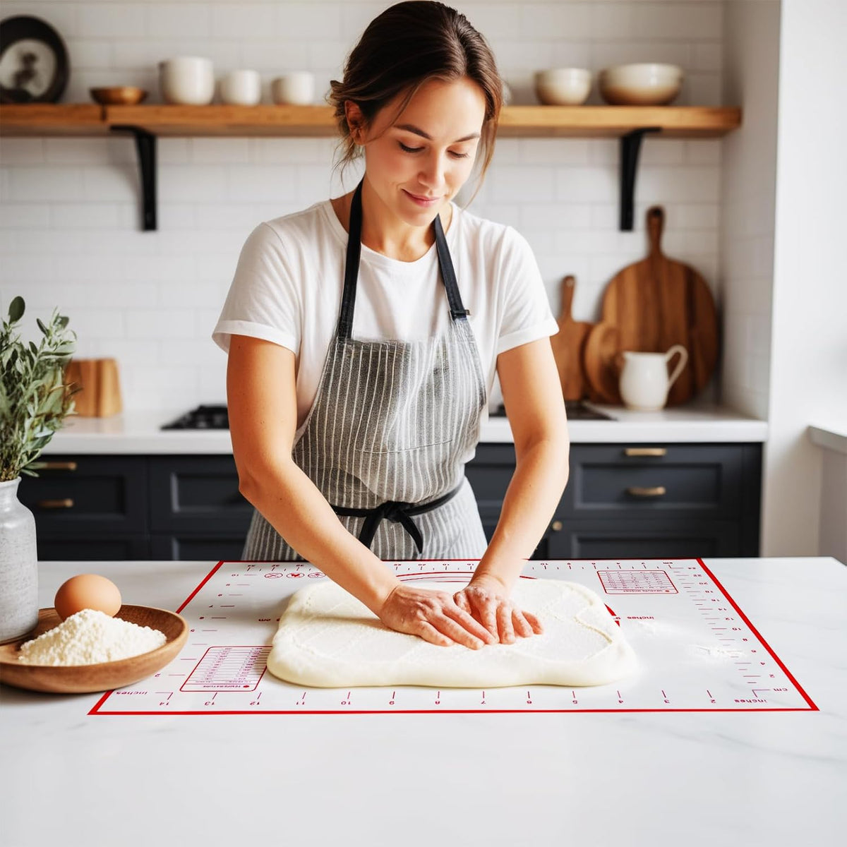 Large 24" x 16" Silicone Baking Mat | Non-Slip Pastry & Dough Mat with Dough scraper | Ideal for Rolling Out Pie Crusts, Fondant, and More | Oven-Safe Silicone Liner (24''L X 16''W)