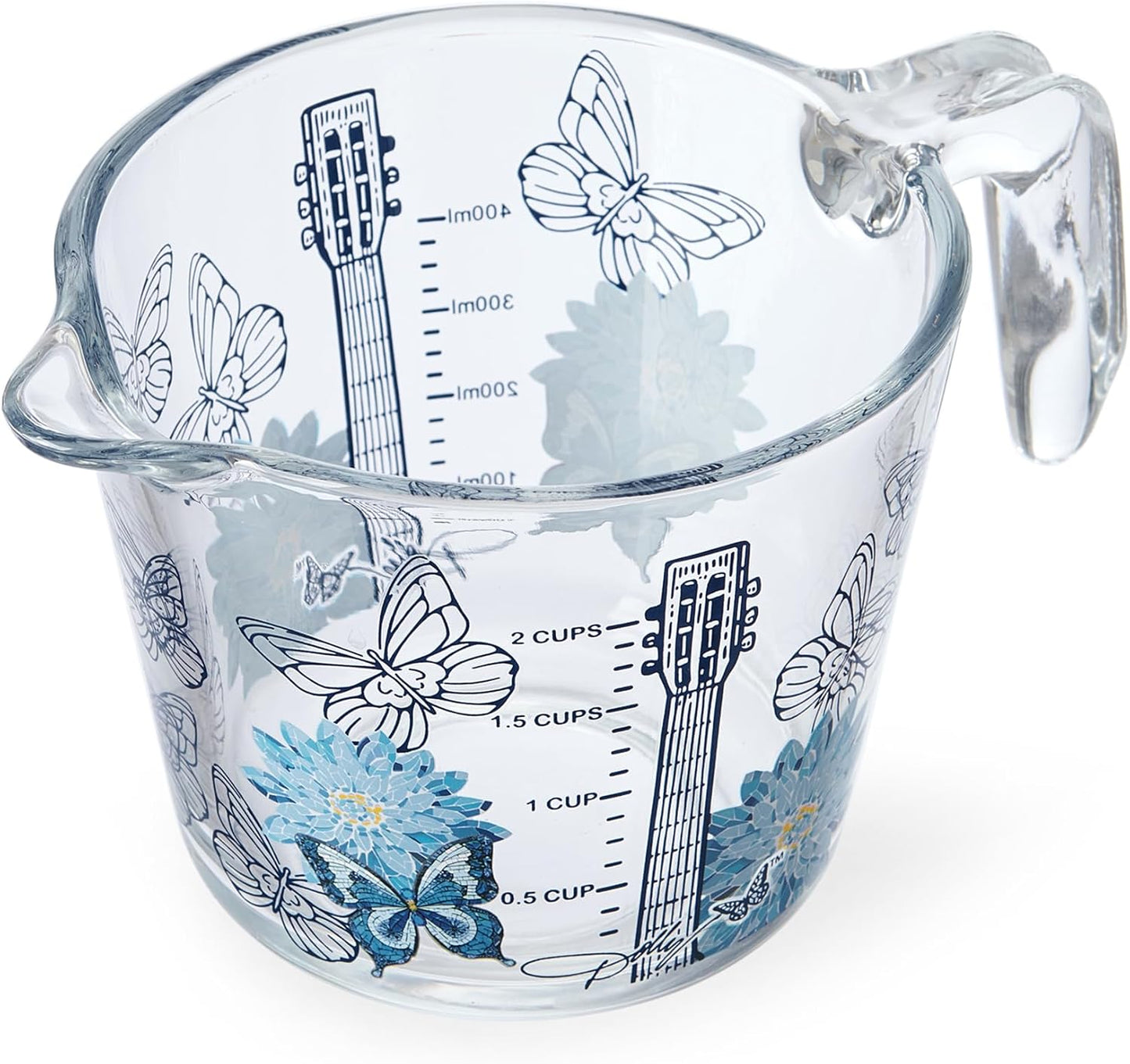 Glass Measuring Cup, Easy-Read Markings, Spout and Handle, Oven and Dishwasher Safe, 2 Cup