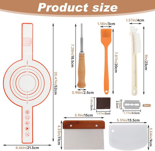 Bread Making Tools and Baking Supplies Sets,Danish Dough Whisk with Sourdough Scoring Tool for Bread Pastries Cakes and Pizzas Perfects Gift for Baker(SIZE:7 Pcs)