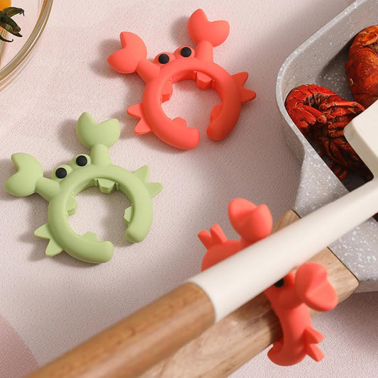 4 Pcs Crab Spatula Holder, Crab Spoon Holder for Pot, Crab Utensil Rest, Creative Crab Shaped Spatula Rack, Silicone Multifunctional Cute Crab Spatula Holder Anti-overflow Clip (Mixed Colors)