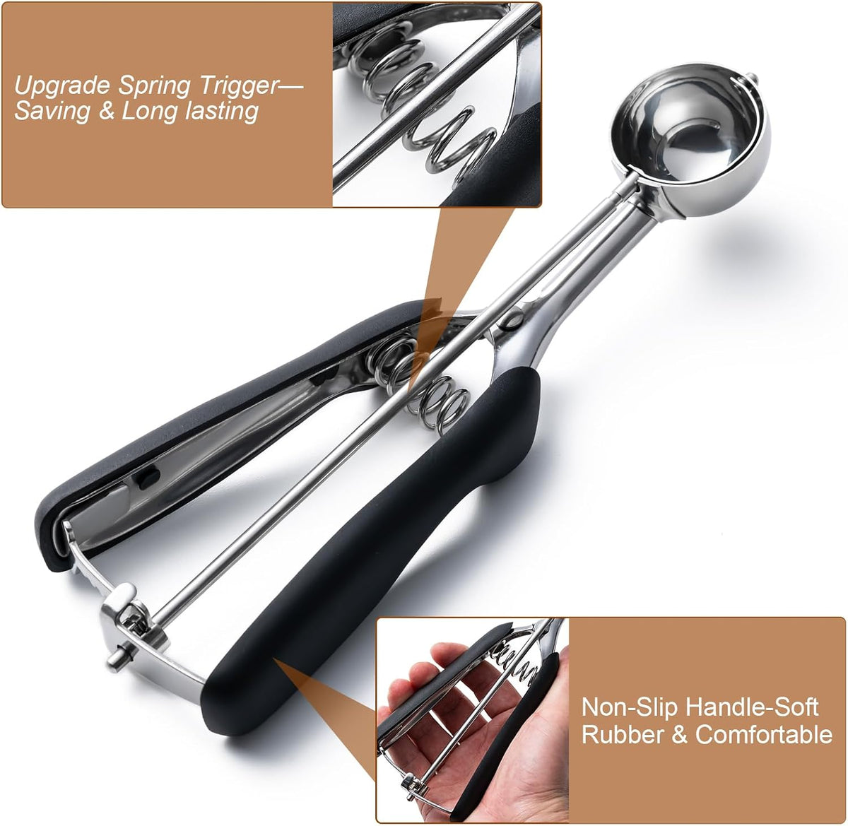 Ice Cream Scoop,18/8Stainless Steel Cookie Scoop,2Tbsp/30ml/1oz Cream Scoop