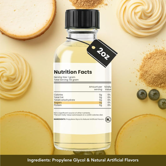 Cheesecake Extract – 2 Ounce Water-Soluble Kosher, Sugar-Free, Concentrated Creamy Flavor for Desserts, Frostings & Pastries, Includes Measured Dropper
