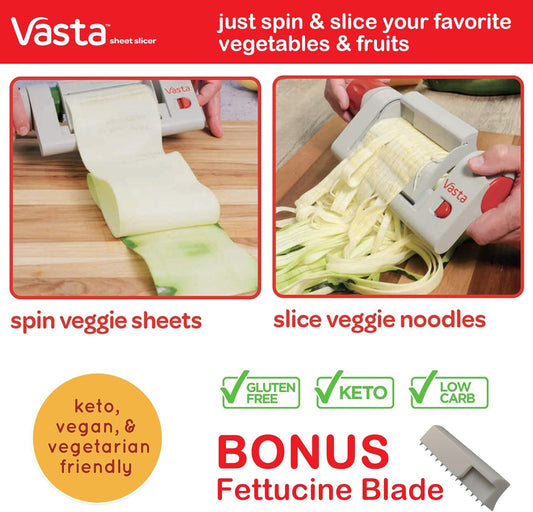 Vasta Veggie & Fruit Sheet Slicer, Stainless Steel Blade, 2 Attachements