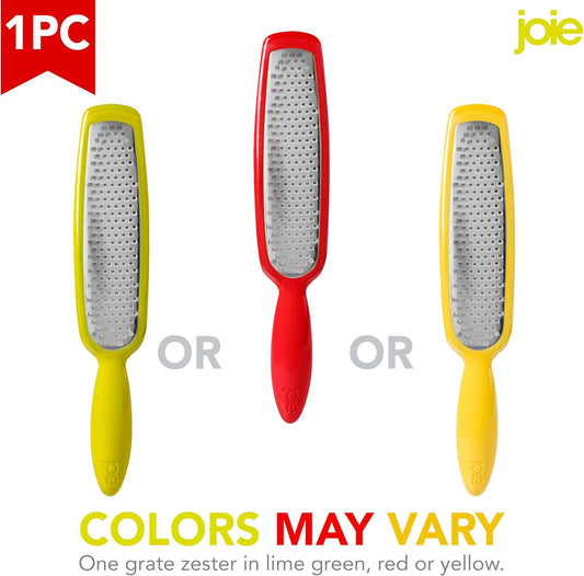 Joie Grate Zester, Handheld Grater Ideal for Citrus, Hard Cheese, Chocolate, Cinnamon, and Nutmeg, Stainless Steel, Multiuse Kitchen Tool, BPA-Free, Colors May Vary