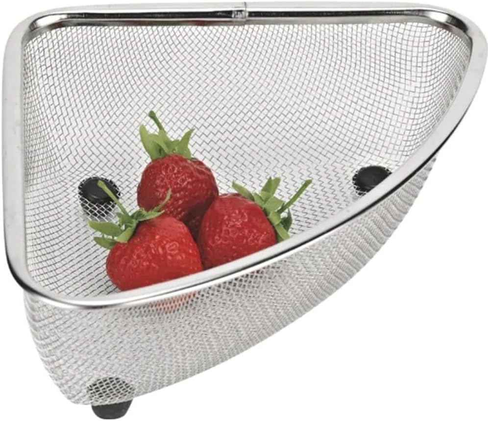 Triangular Kitchen Sink Drain Basket for Food, Sink Food Catcher Basket for Washing Vegetables & Fruits Corner Sink Strainer