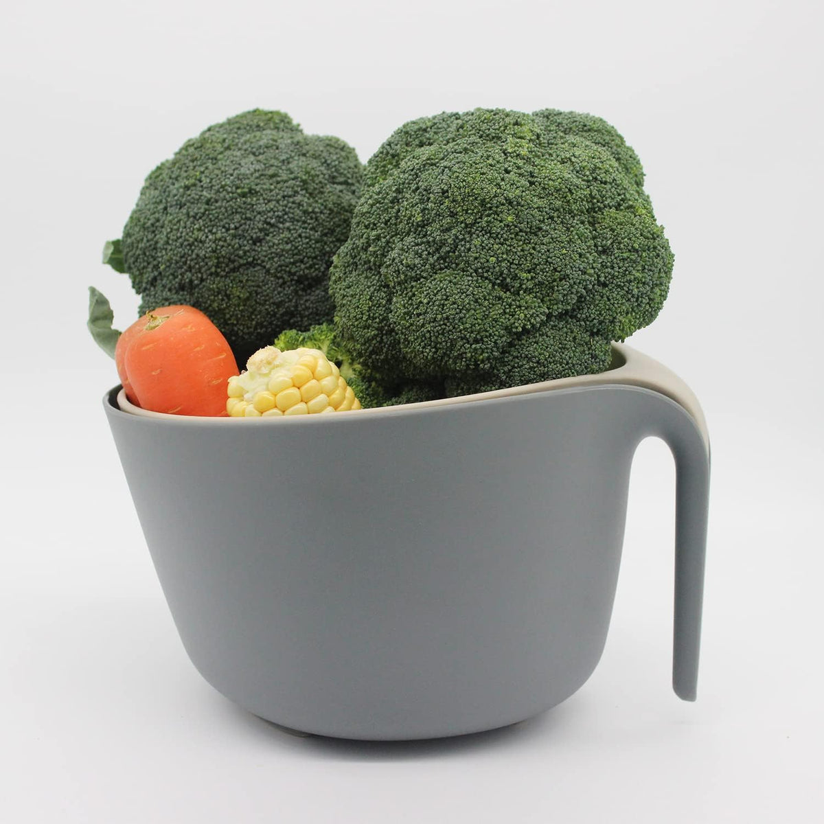 2 in 1 Colander with Long Handle Strainer and Mixing Bowl