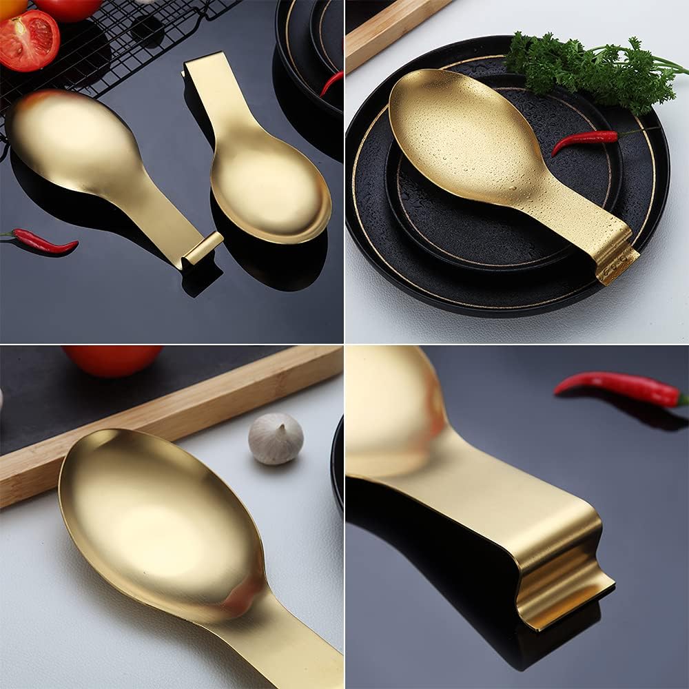 Matte Silver Spoon Rest, Stainless Steel Spoon Holder for Stove Top, kitchen utensils Holder for Ladles, Tongs, Spatula, Stove Spoon Holder, Pot Lid Holder, Dishwasher Safe (1PC-9.5 Inch)