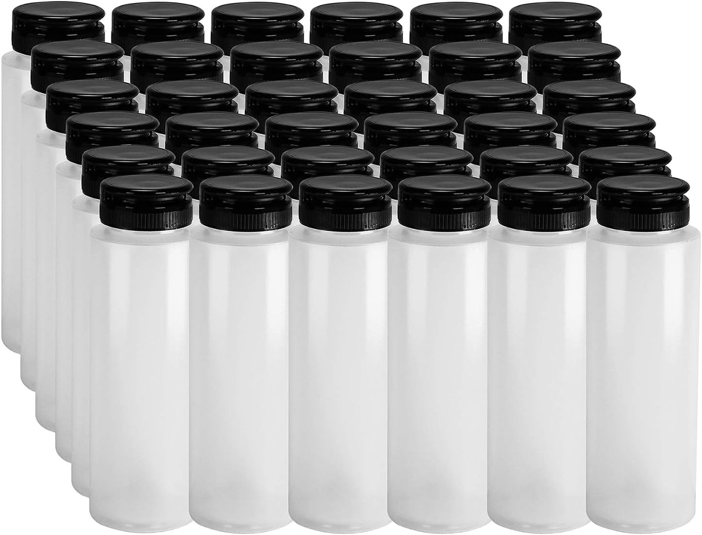 Easy Squeeze Plastic Condiment Bottles with Black Flip Top Cap 8 oz Empty Set 6