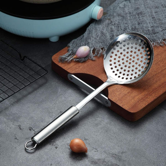 Stainless Steel Cooking Skimmer - Slotted Spoon for Straining, Ideal for Kitchen Use