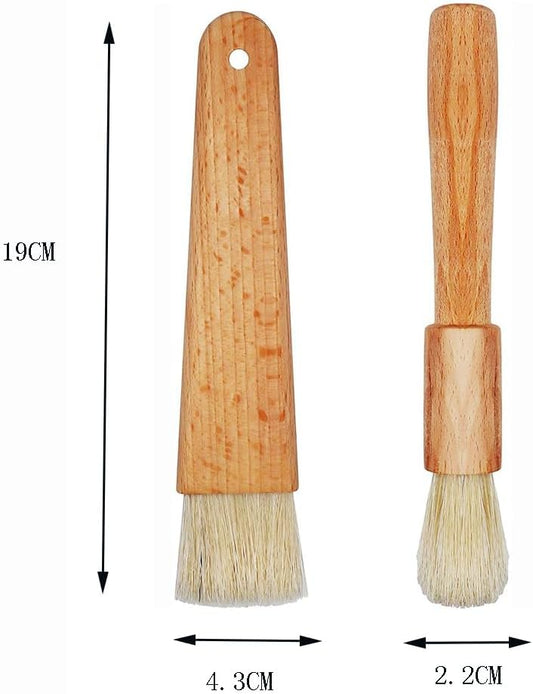 Pastry Brushes with Wooden Handle, Spreading Butter Oil Brush Round Handle Bristle Brushes Flat Pastry Baking Brush Kitchen Cooking Brush for Grill BBQ Spreading Butter Cooking Baking