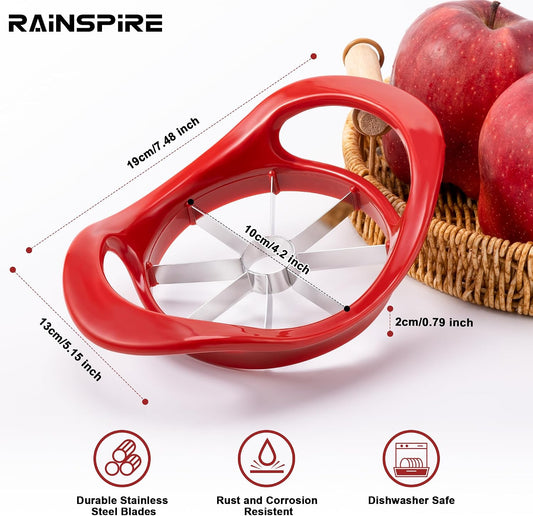 Apple Cutter 8 Slices, 8 Blade Apple Slicer and Corer, Apple Corer Tool with Stainless Steel Blades, Super Sharp Fruit Cutter Fruit Slicer (Red)