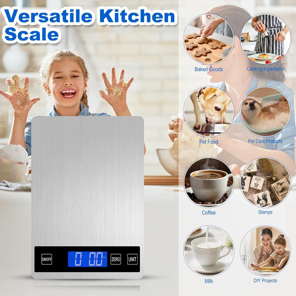 Food Scale, Digital Kitchen Scale for Kitchen 1g Precision, 11lb