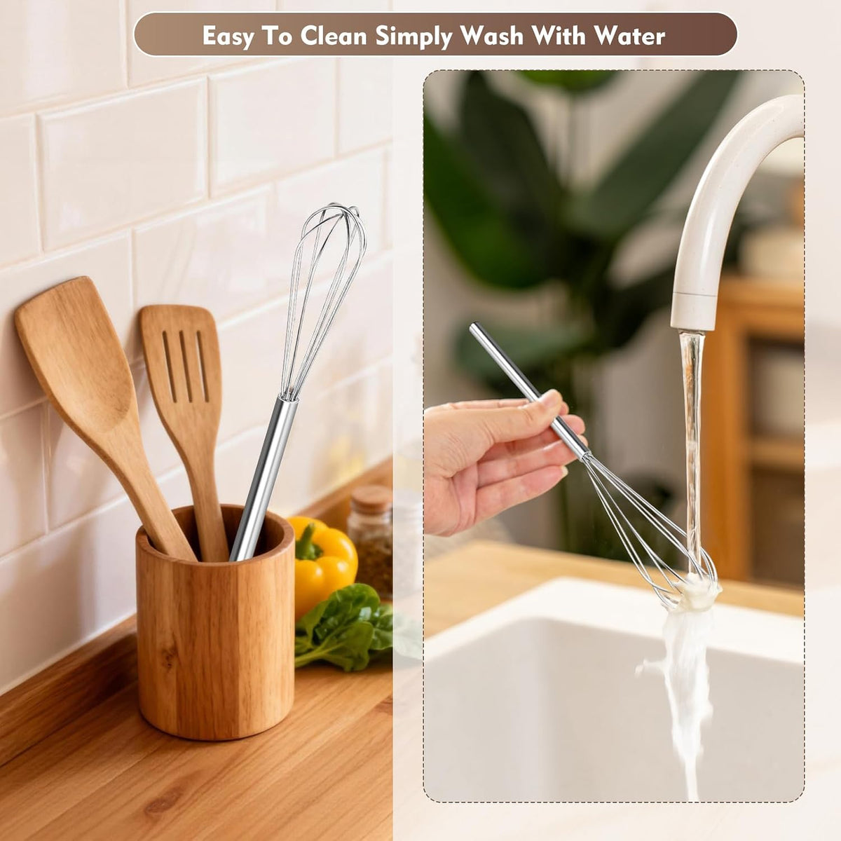 10 Inch Mini Whisk, 304 Anti-Rust Stainless Steel Small Whisks