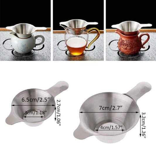 2 pack Fine Mesh Tea Strainers, Stainless Steel Small Mesh Tea Filter with Handle, 2 Different Size