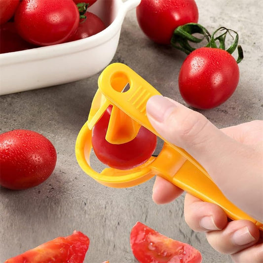 Little Tomato Slicer - Cherry & Strawberry Slicer, Kitchen Gadget (Yellow)