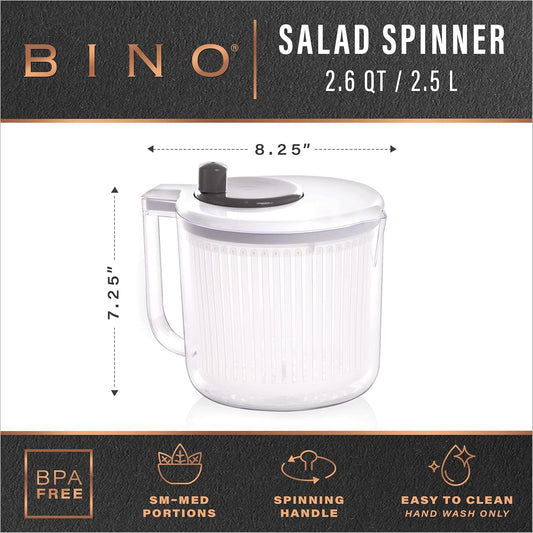 Salad Spinner - 2.6 Qt | Small Manual Lettuce Spinner with Built-in Draining System | Salad Spinner, Colander, and Water Pitcher in One | Fruit & Vegetable Basket Colander | Kitchen Gadgets