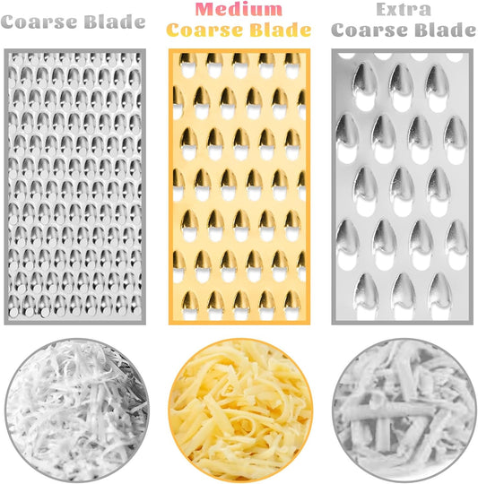 Professional Cheese Grater, Gold Stainless Steel Cheese Grater Handheld, Grater Hand Crank, Practical Kitchen Gadgets, Graters for Cheese, Chocolate, Spices (Medium Coarse)