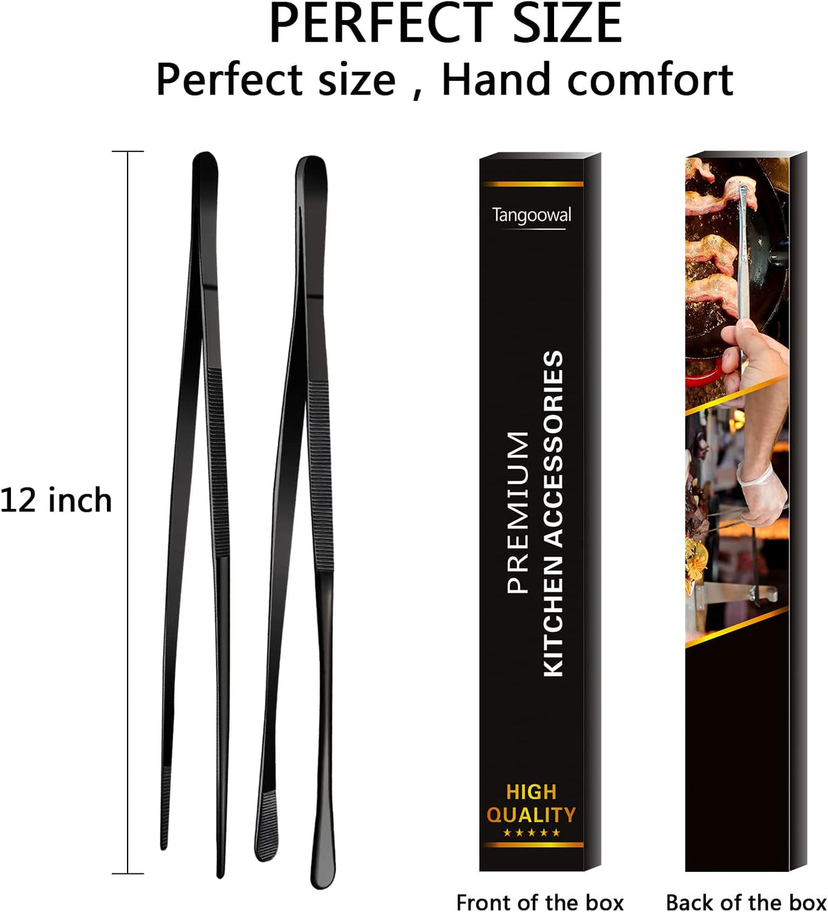 2 Pcs 12-Inch Fine Tweezer Tongs,Extra-Long Stainless Steel Tweezers Tongs