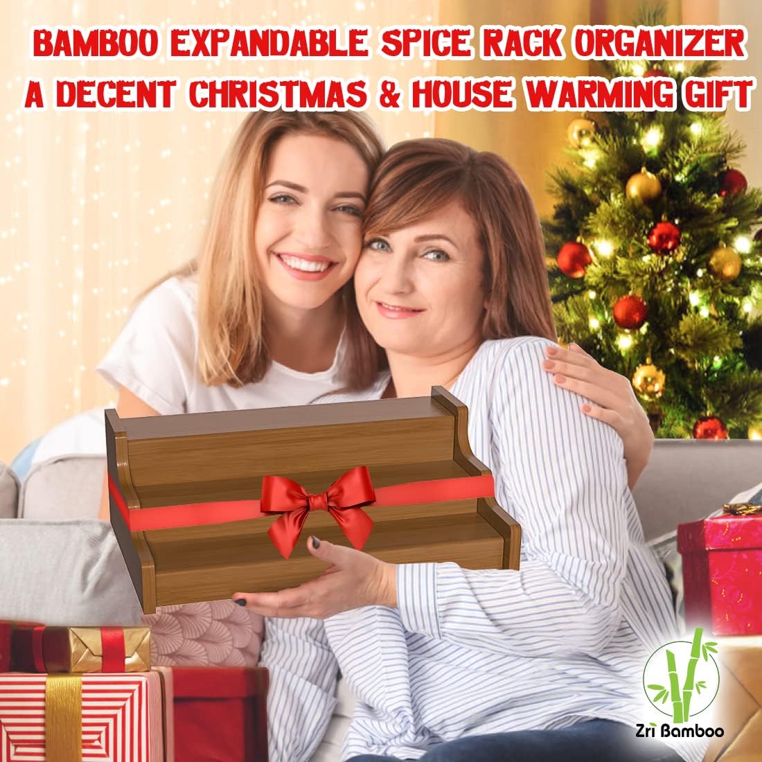 Spice Rack Kitchen Cabinet Organizer- 3 Tier Bamboo Expandable Display Shelf Yellow