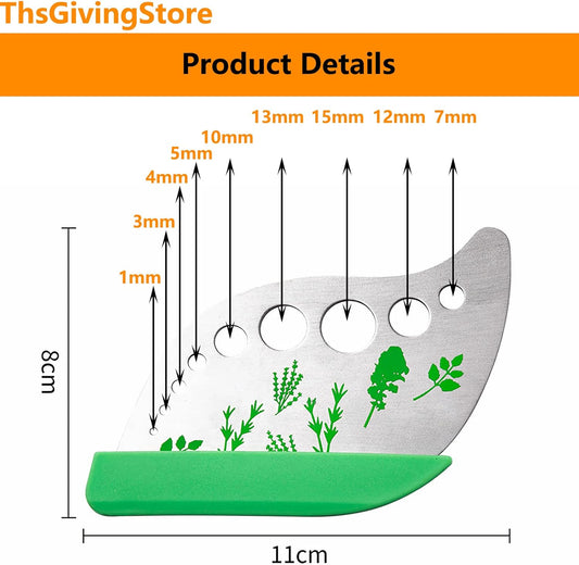 9 Holes Herb Leaf Stripper Tool, 304 Stainless Steel Kitchen Herb Leaf Stripping Tool, Fresh Herb Chopper, Remover Leaf Tool for Chard, Collard Greens, Parsley, Basil, Taragon, Thym