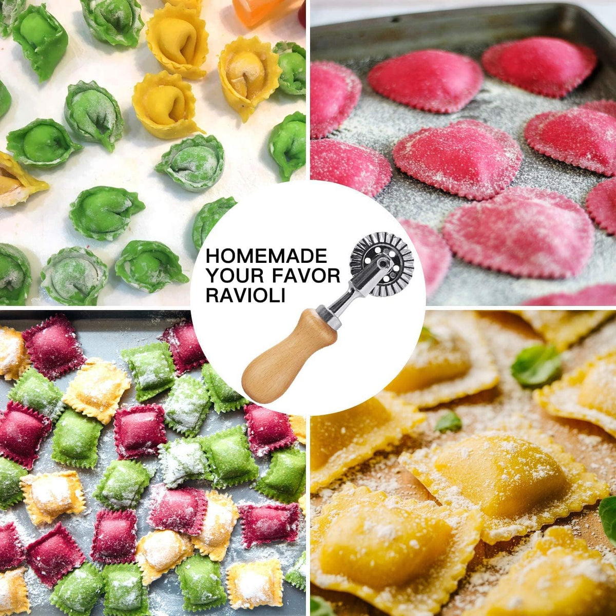 1.57" Pasta Maker Cutter Wheel, Pasta Cutter Wheel Kitchen Gadget Features Ravioli Crimper Edge Cutter Wheel for Home and Kitchen