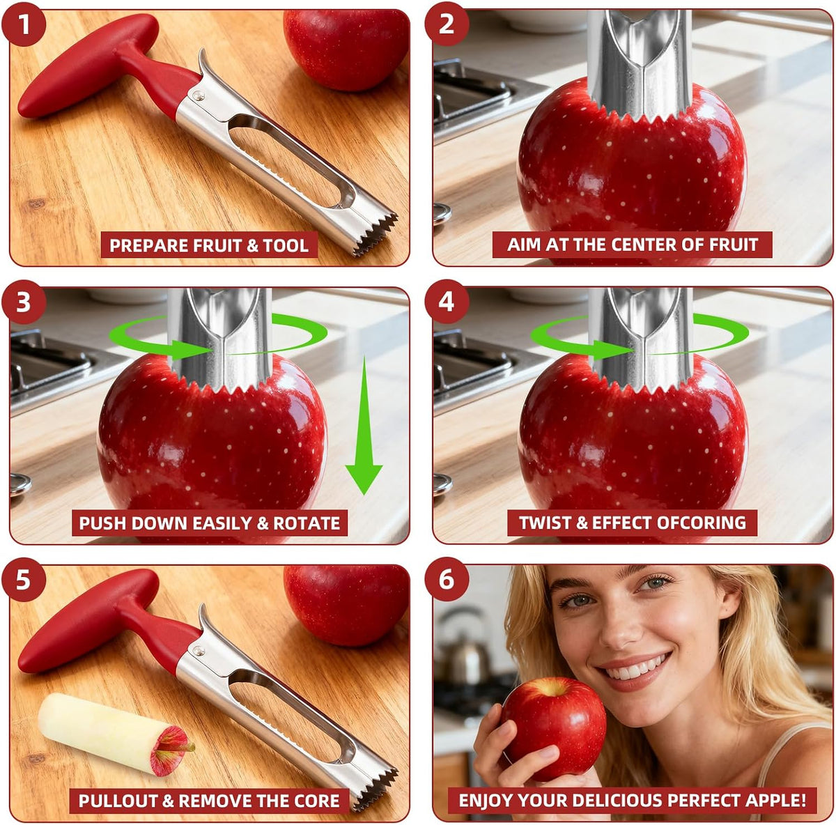 2 Pcs Fruits and Vegetables Corer, Stainless Steel Core Remover Tool
