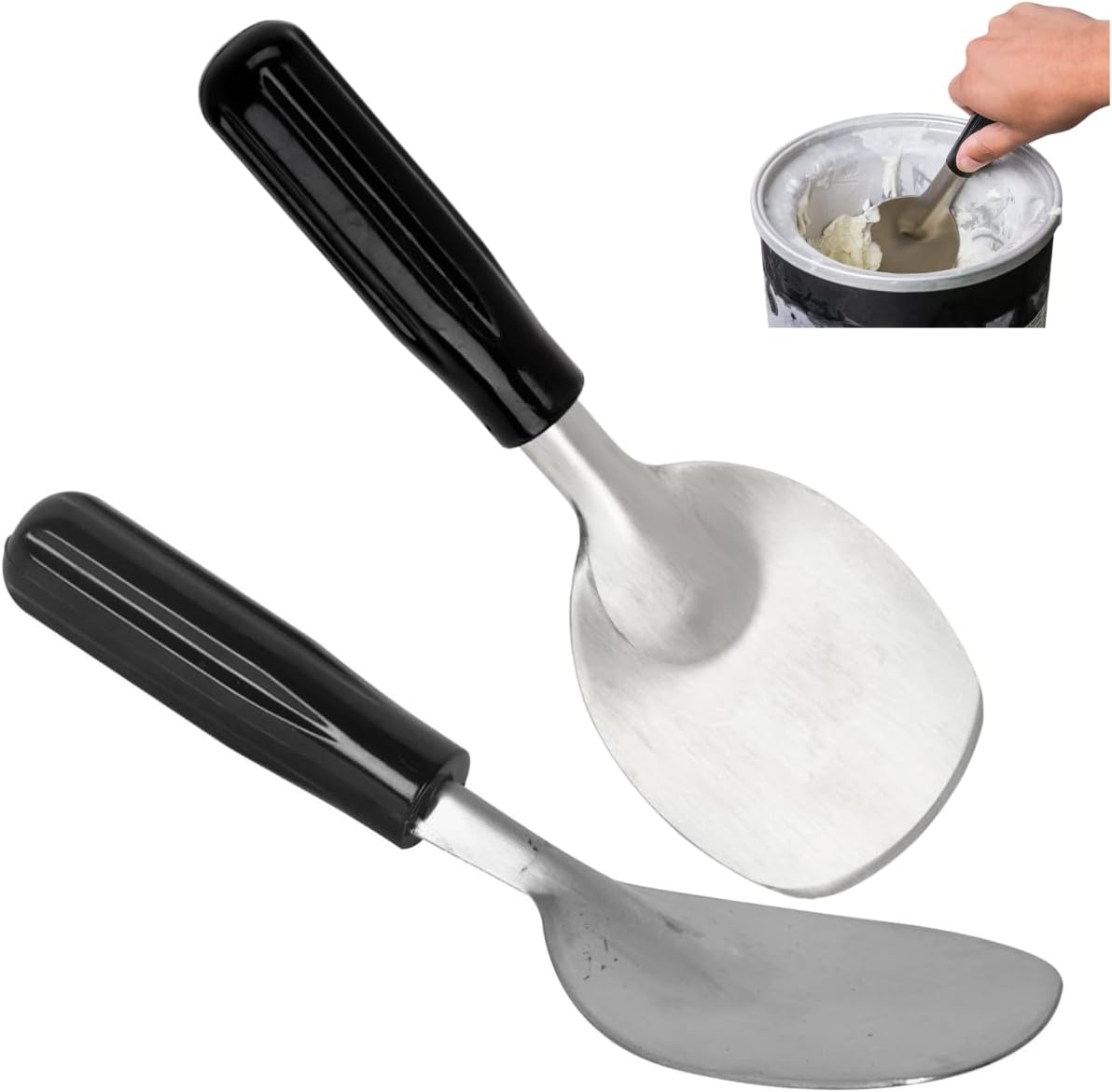 Heavy Duty Ice Cream Spade Scoop with Non-Slip Handle - Stainless Steel Ice Cream Spoon Paddle Perfect for Scooping and Serving Hard Frozen Treats