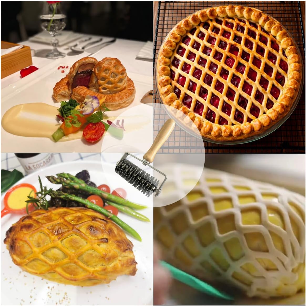 Pastry Lattice Roller Cutter,Stainless Steel Pie Crust Cutter Tool for Pastry Dough, Pizza Bread and Beef Wellington