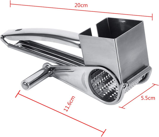 Mouli Grater Stainless Steel Cheese Grater MultiFunctional Rotary Kitchen Tool for Slicing Shredding and Grating Cheese and Vegetables in Home Kitchen Silver 20cm