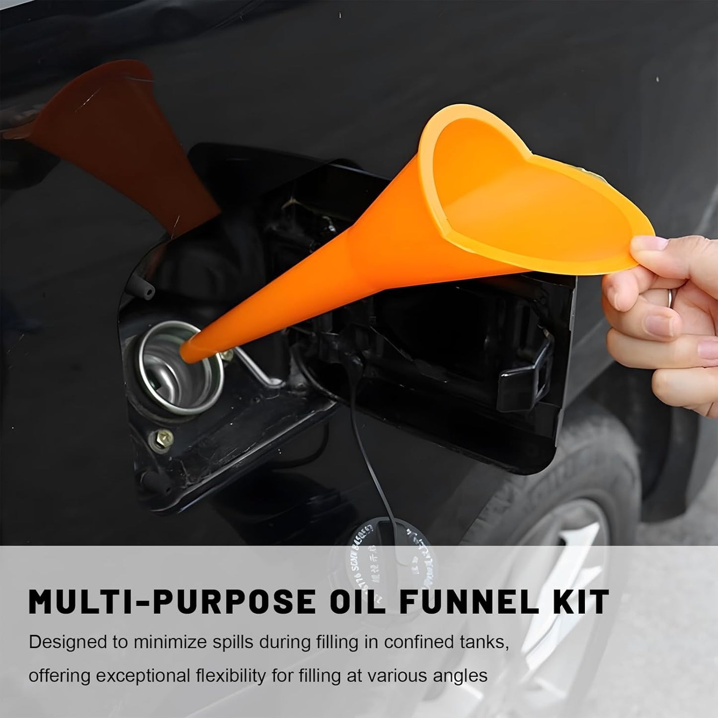 19PCS Automotive Funnel Set & Gas Can Spout Replacement, Plastic Long Neck Oil Funnel Wide Mouth Funnels, Transmission Funnels Spouts Set for Filling Gasoline Oil Coolant